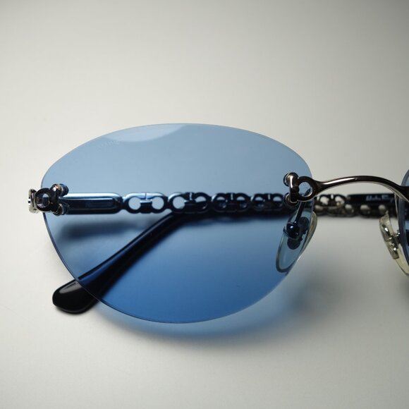 Vintage Salvatore Ferragamo Rimless Metal Frame Sunglasses Made In Italy w/ Case - Picture 2 of 16